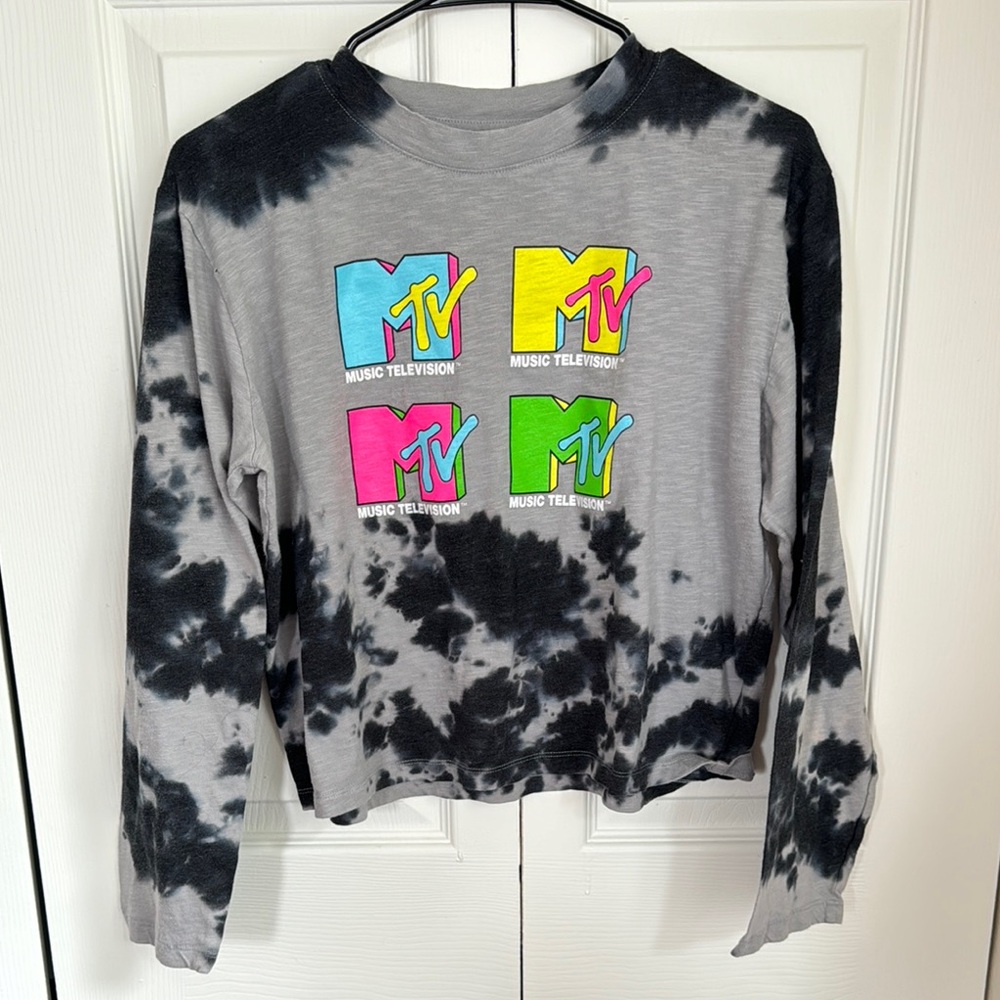 MTV Kids Long Sleeve Tie-Dye Shirt - Black, Gray, Blue, Yellow, Pink